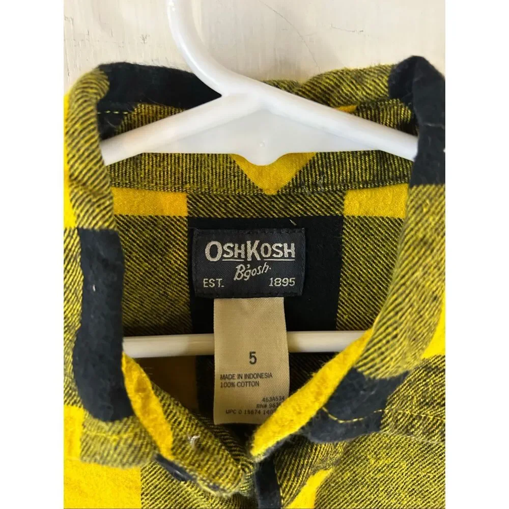 Oshkosh plaid shirt‎ boys size 5 yellow black